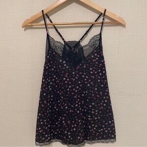1state black floral lace trim cami. Size medium